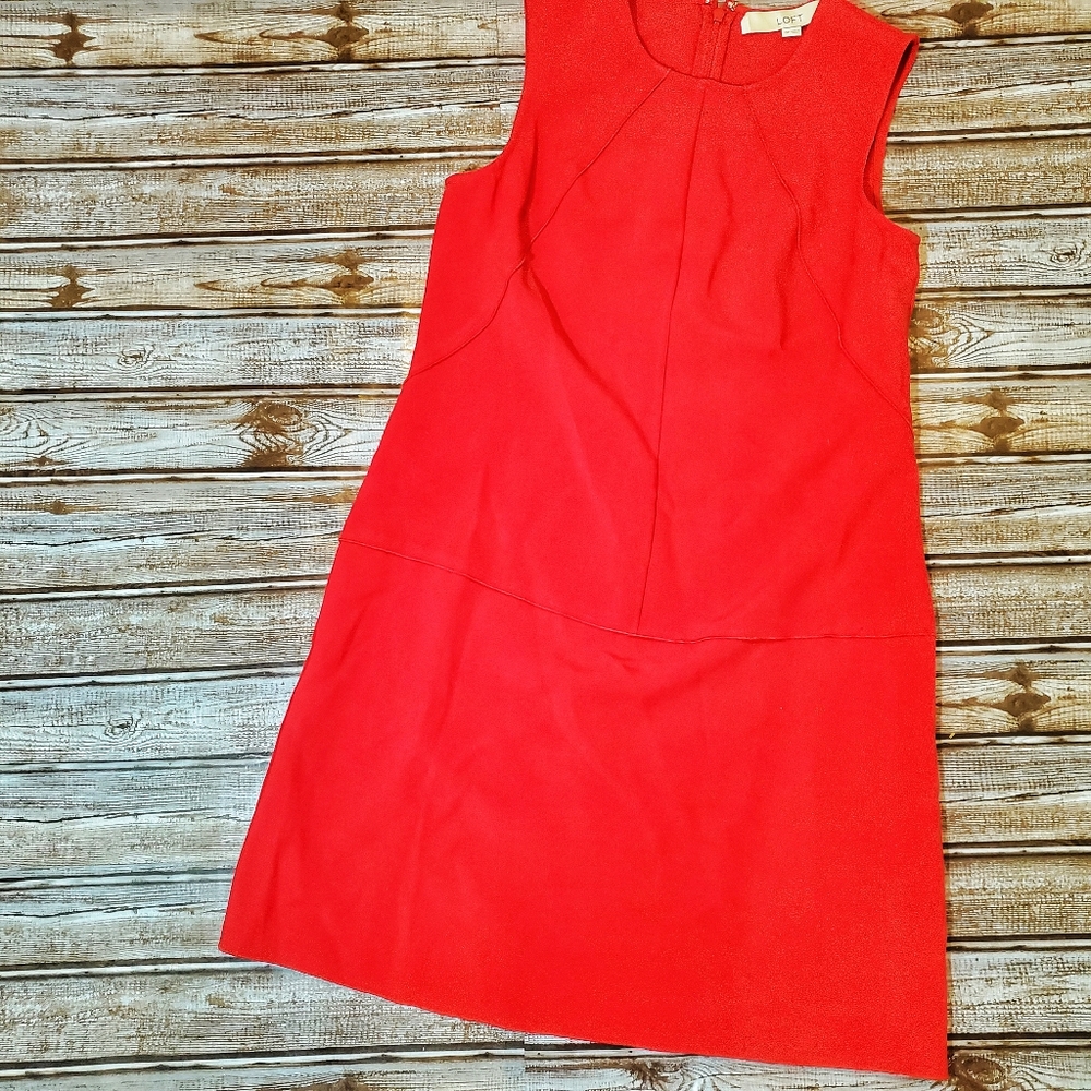 LOFT Red Sleeveless Shift Dress 0P NWOT